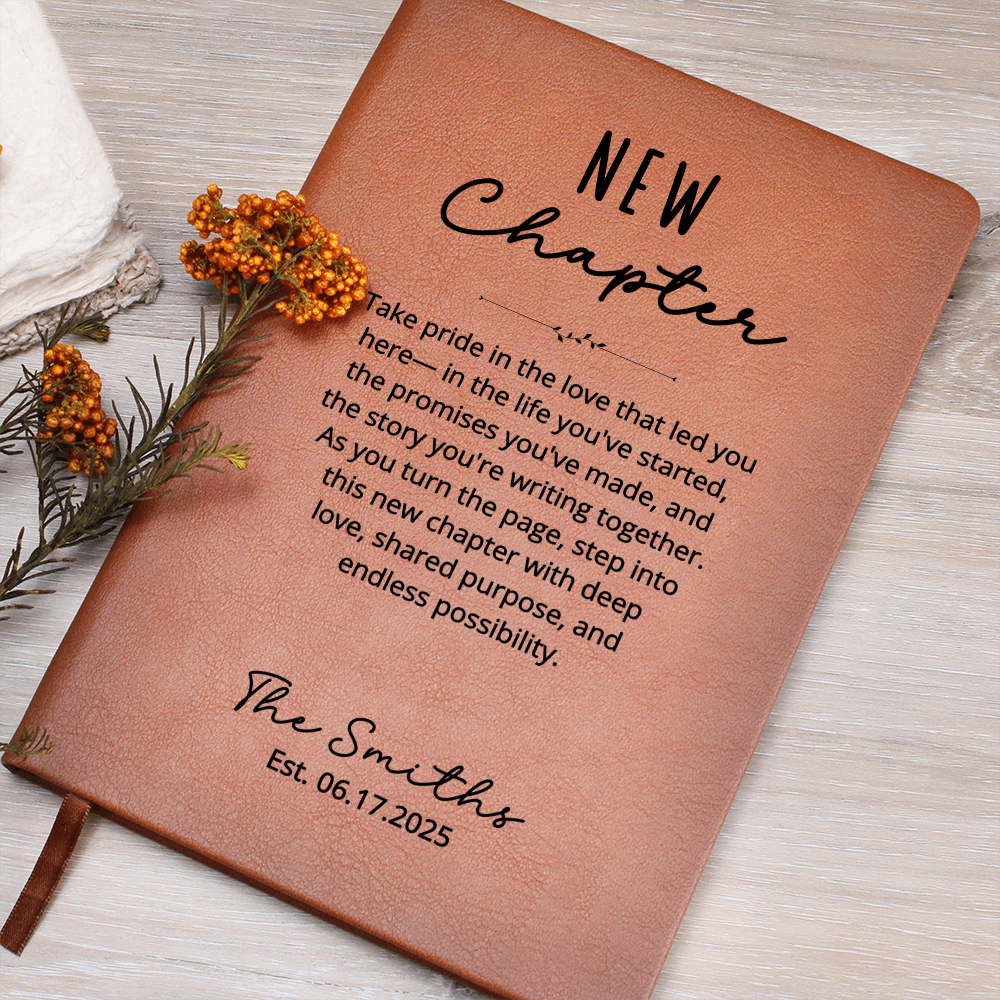 Personalized Wedding Journal Gift | New Chapter Custom Name & Date Notebook | Newlywed Keepsake Book | Couple Engagement Gift