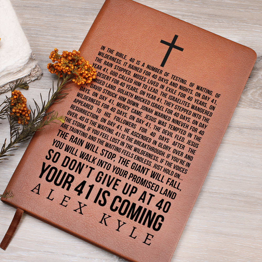 Personalized Bible Verse Journal  41 is Coming Custom Name Encouragement Gift  - Scripture Notebook - 40 Days and Nights - God's Promises - Christian Gifts