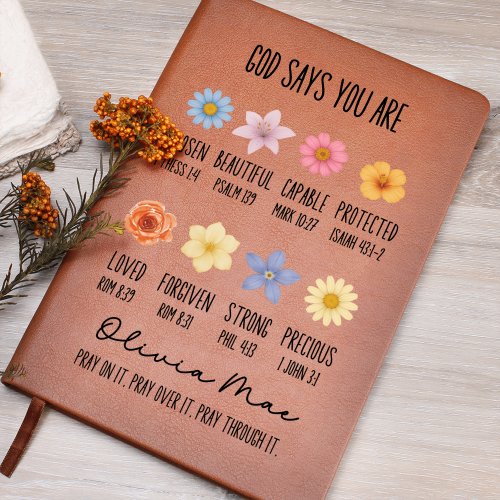 Personalized Prayer Journal For Women Custom Positive Affirmations Journal Christian Gift Religious Gift for Girls Journal God Says You Are