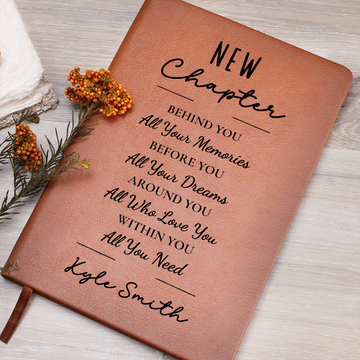 Personalized Vegan Leather Journal | New Chapter Engraved Notebook, Custom Name Memory & Dream Journal, Gift for Graduation or Birthda