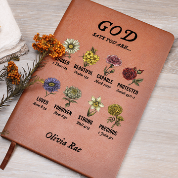 God Says You Are Personalized Prayer Journal For Women Custom Positive Affirmations Diary Christian Gift Religious Gift for Girls Notebook