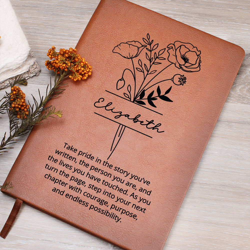 Personalized Name and Birth Flower Journal Birthday Gift for Women