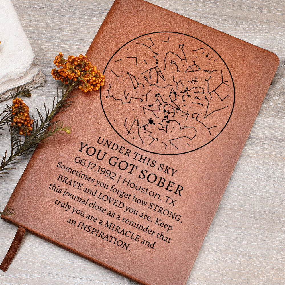 Sober Anniversary Custom Star Map By Date | Personalized Sober Date Sobriety Journal