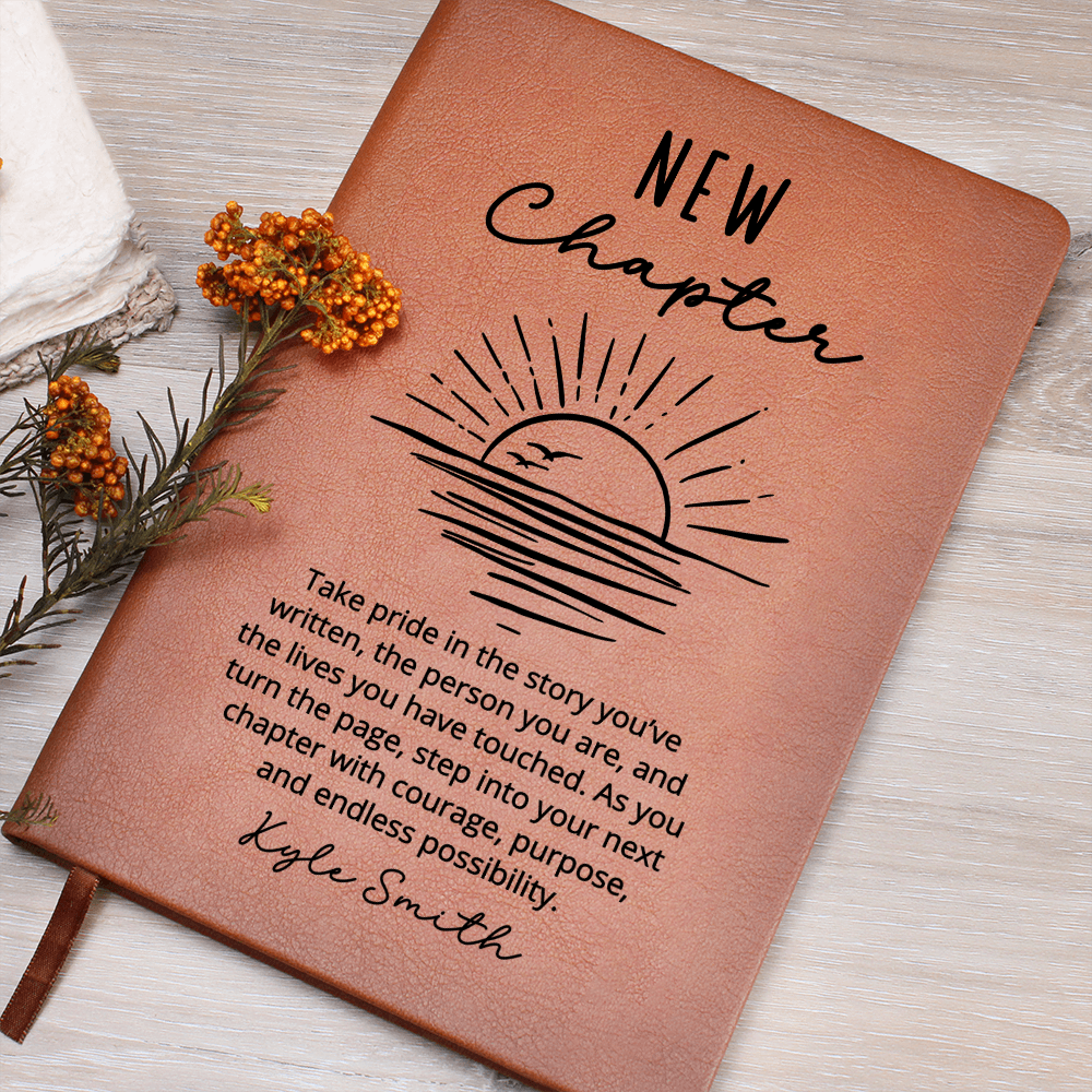 New Chapter Custom Name Notebook | Vegan Leather Journal Encouragement Gift