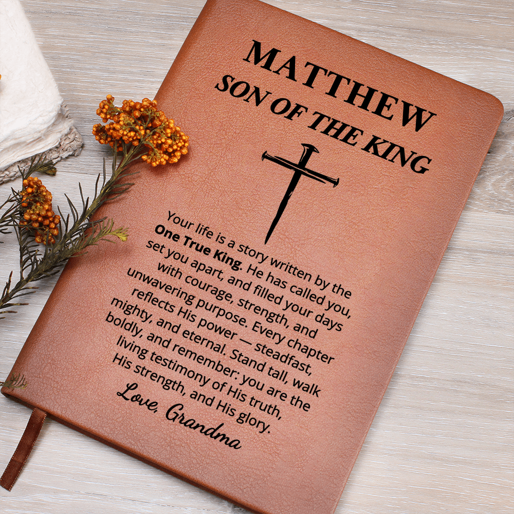 Personalized Son of the King Journal with Cross | Custom Name Christian Gift for Boys | Faith Notebook from Parent Grandparent Godparent