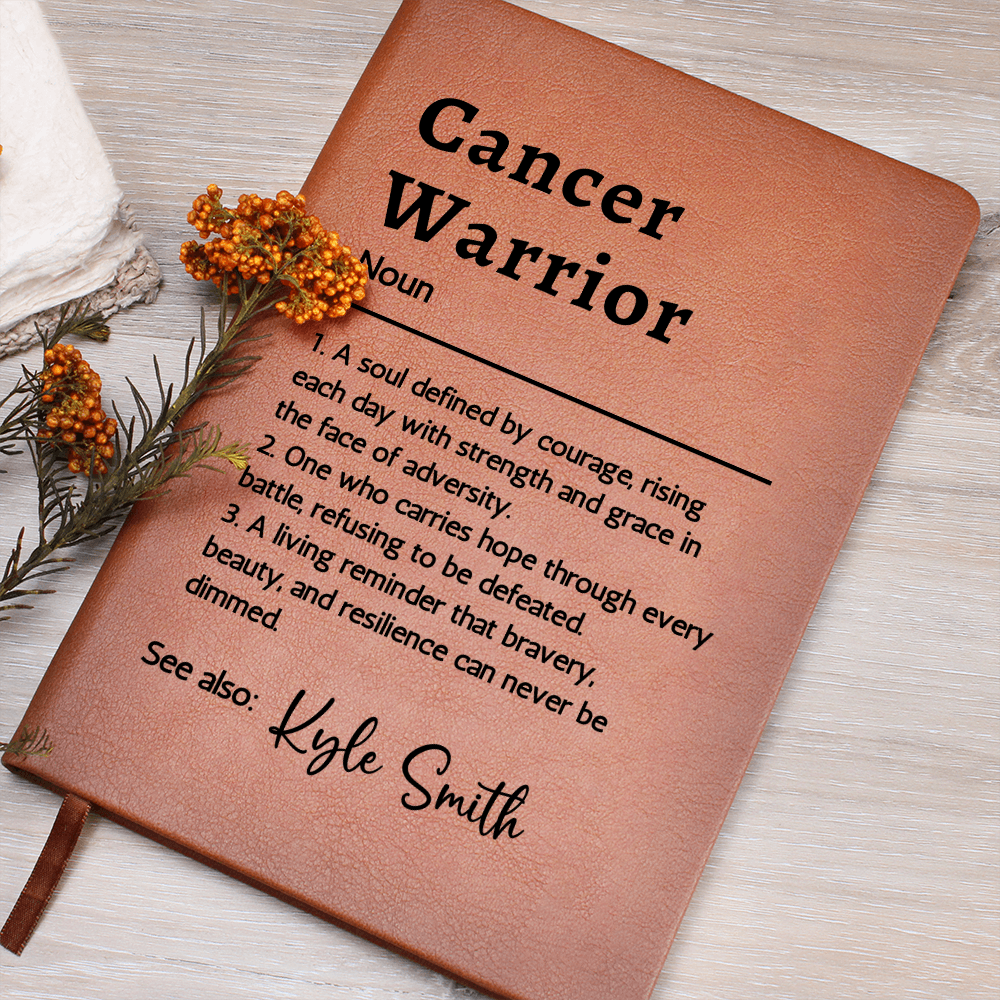 Cancer Warrior Journal, Personalized Vegan Leather Notebook, Custom Name Cancer Survivor Gift, Encouragement Journal, Christmas Gift Idea