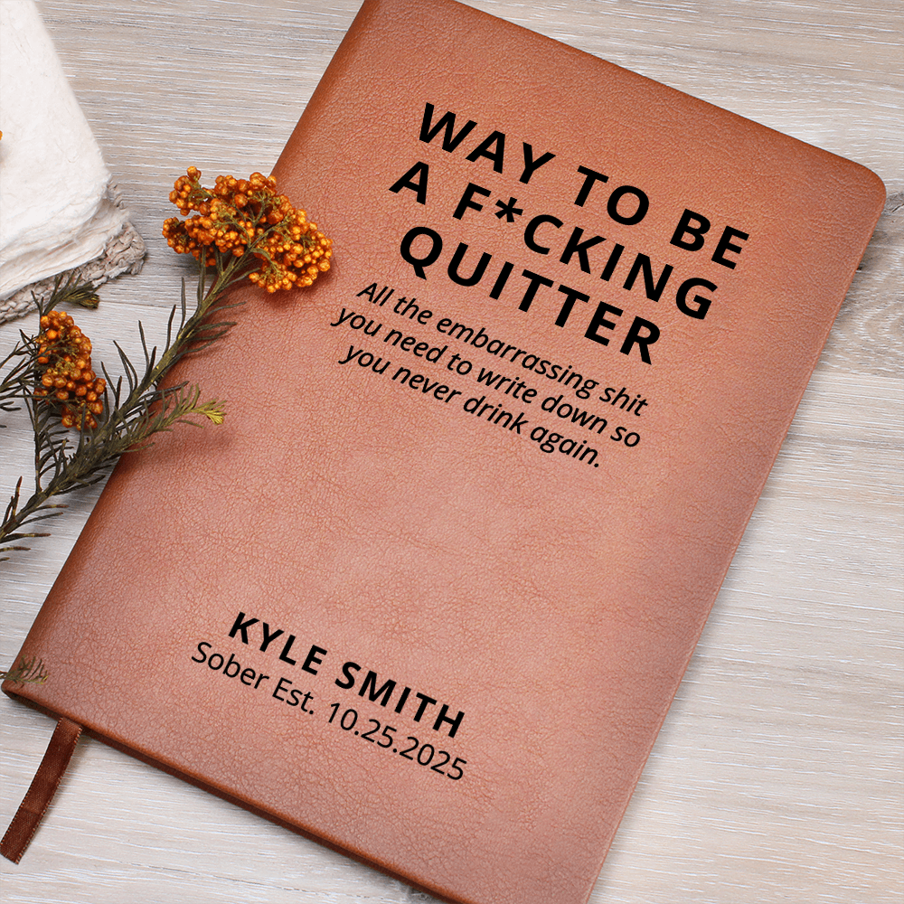 Personalized Sober Date Journal, Custom Name Vegan Leather Notebook, Sobriety Gift, Encouragement Recovery Anniversary Keepsake, Xmas