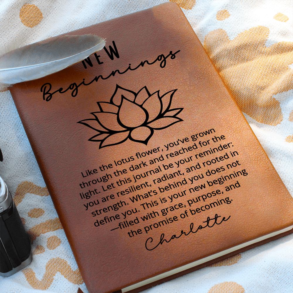 New Beginnings Journal Gift for Her – Custom Name Lotus Flower Notebook – Divorce, Healing, Encouragement, Fresh Start, Self Love Gift