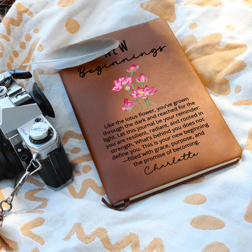 Personalized Lotus Flower Journal for Her – New Chapter Encouragement Gift – Divorce, Healing, Self Love, Recovery, Fresh Star Notebook
