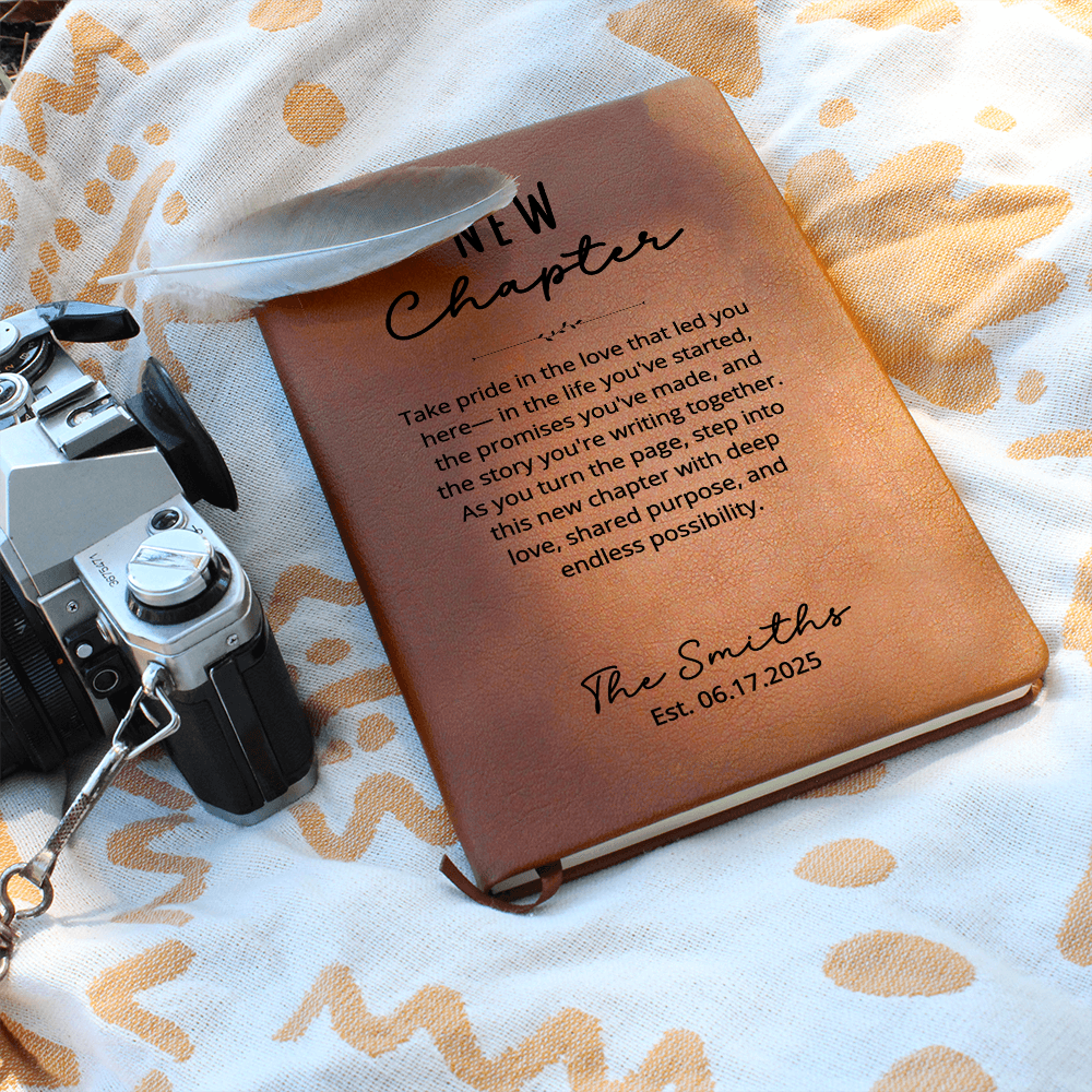 Personalized Wedding Journal Gift | New Chapter Custom Name & Date Notebook | Newlywed Keepsake Book | Couple Engagement Gift