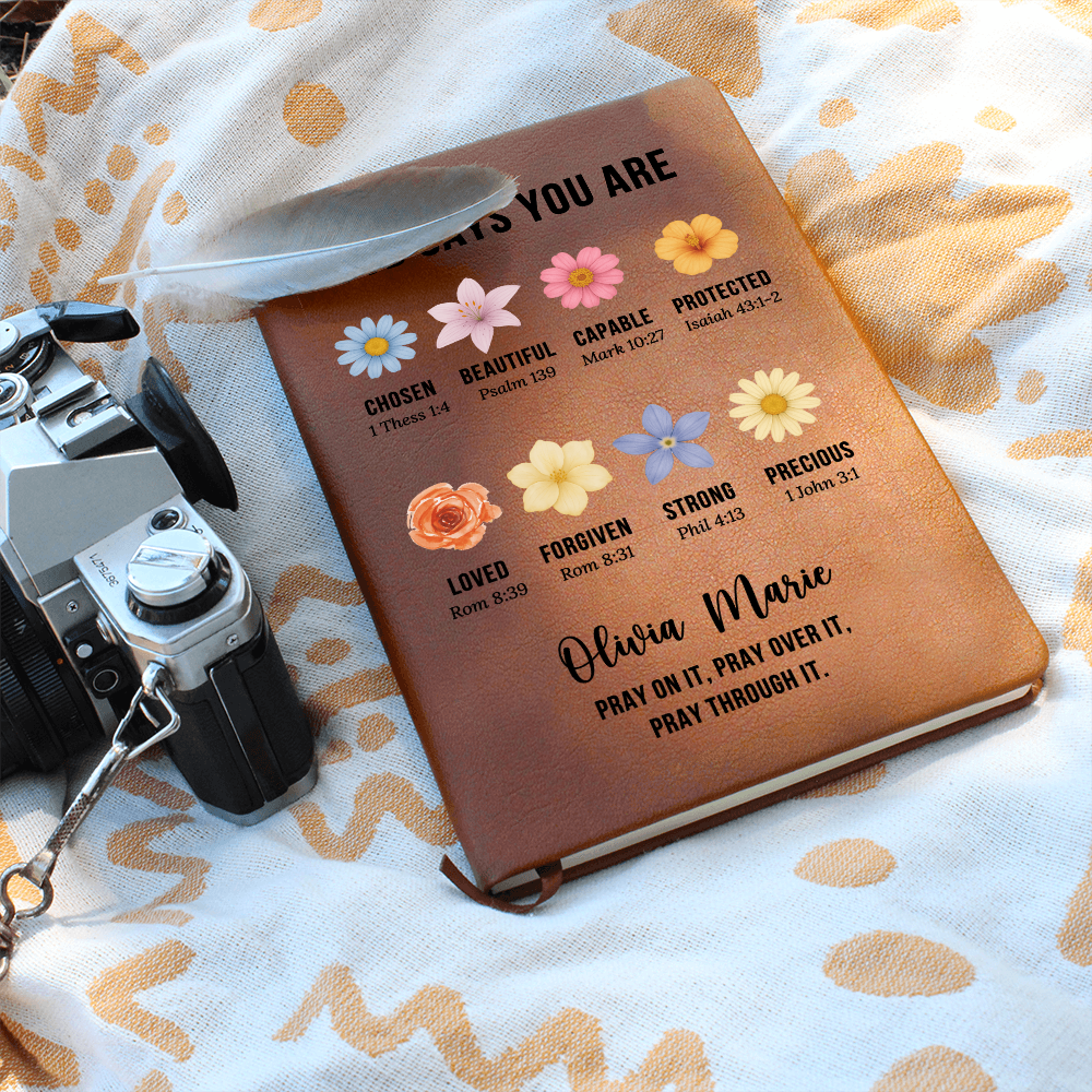 God Says You Are Journal – Personalized Christian Gift for Women – Custom Prayer Notebook with Bible Verses & Floral Design