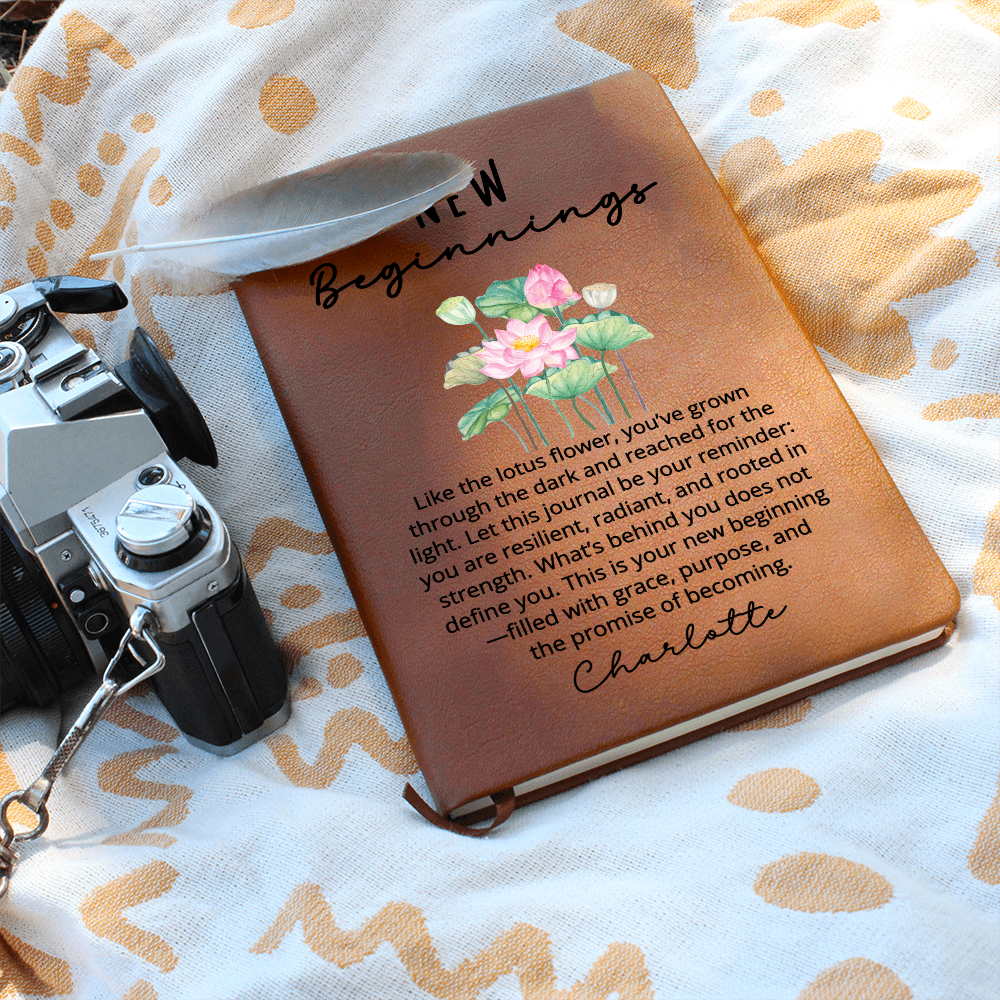 Personalized Lotus Flower Journal for Her – New Chapter Encouragement Gift – Divorce, Healing, Self Love, Recovery, Starting Over Notebook