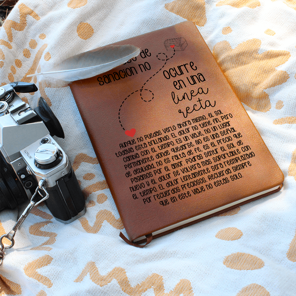 Spanish Grief Journal Gift - Healing is Not Linear - Vegan Leather Encouragement Notebook - Bereavement Gift for Loss - Diario Español