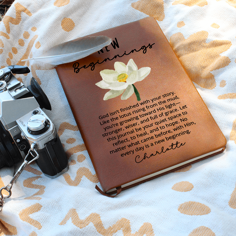 Christian New Beginnings Journal Gift for Her – Faith-Based Lotus Flower Notebook – Encouragement, Divorce, Sobriety, Recovery Gift