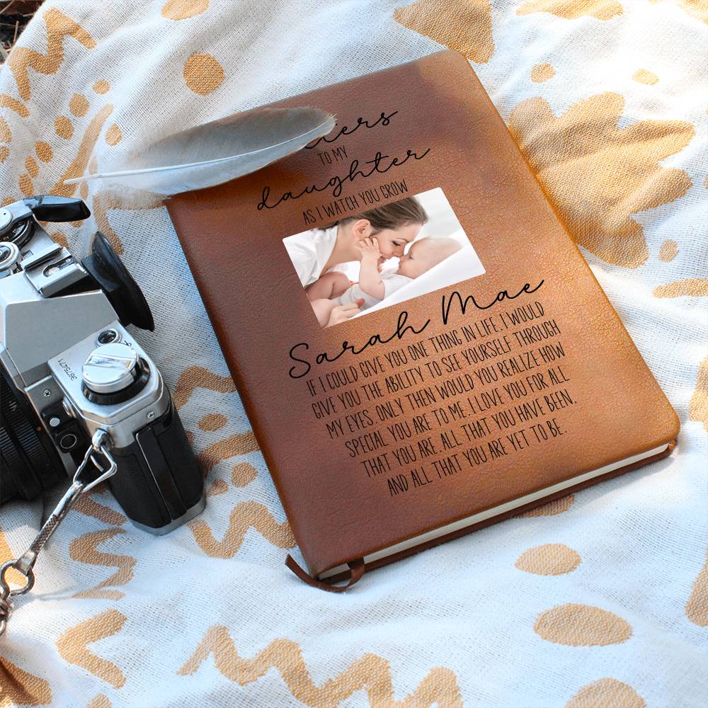 Personalized Letters to My Little Girl Journal - Custom Daughter Memory Book, Baby Shower Gift, New Mom Gift, Vegan Leather with Photo Upload