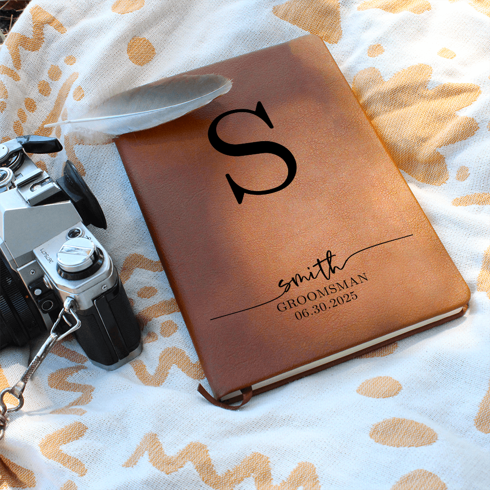 Personalized Groomsman Journal – Custom Monogram Notebook with Name & Wedding Date – Groomsmen Proposal or Thank You Gift Idea