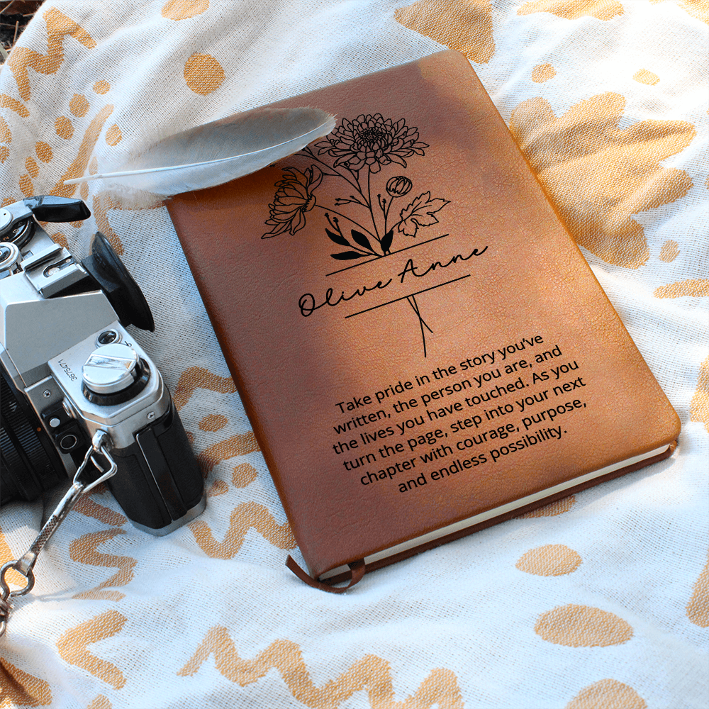 Personalized Birthday Gift for Her Custom Birth Flower and Name Journal | Birthday Guestbook for Milestone