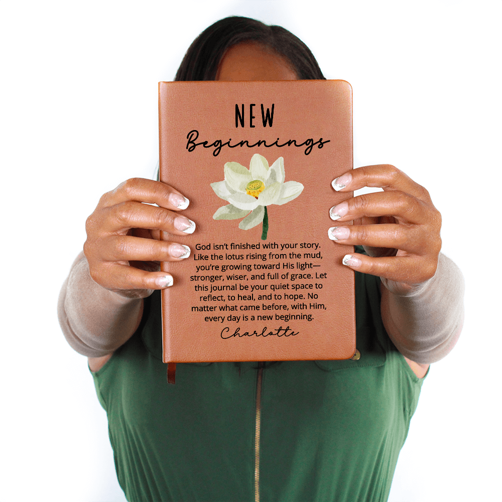 Christian New Beginnings Journal Gift for Her – Faith-Based Lotus Flower Notebook – Encouragement, Divorce, Sobriety, Recovery Gift