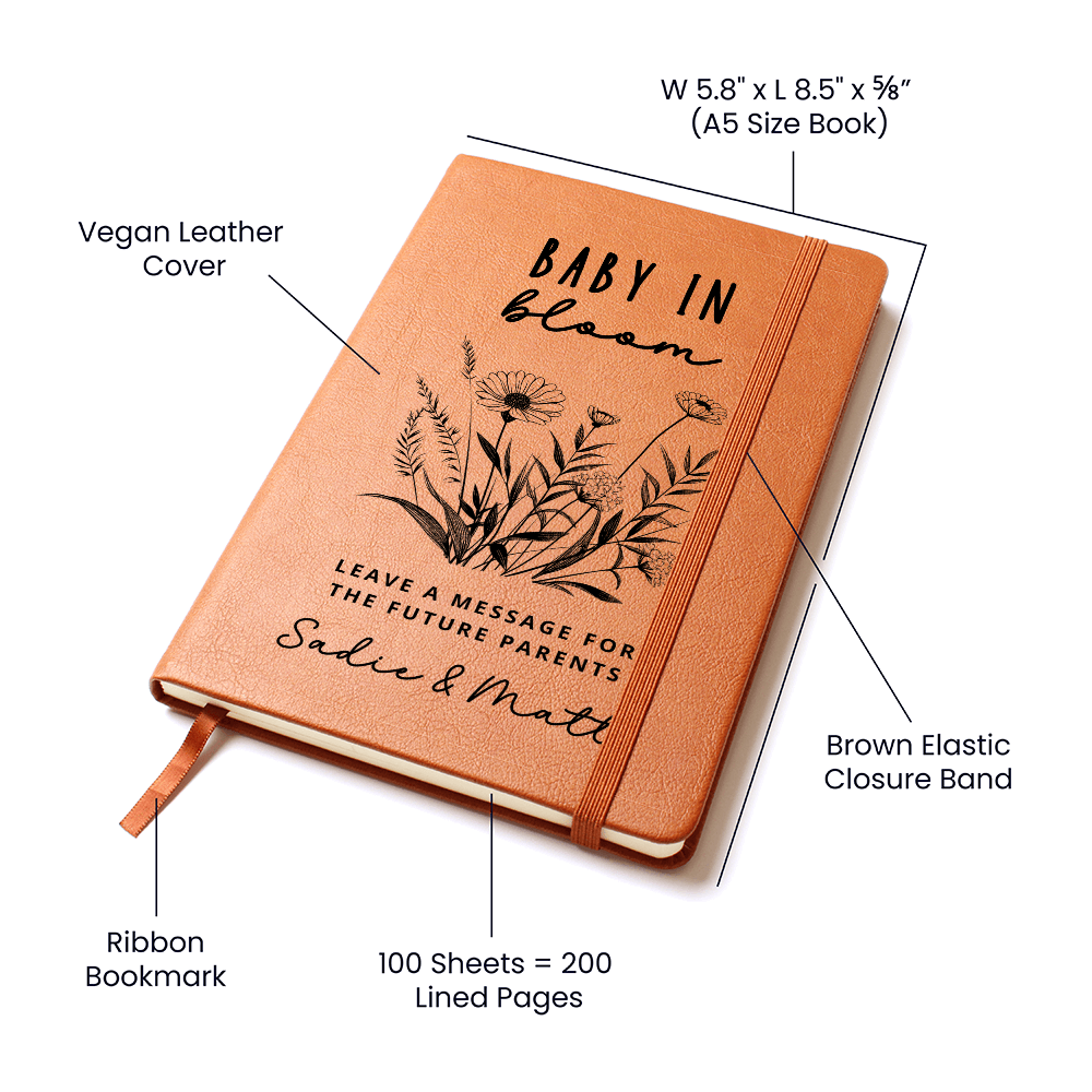 Personalized Baby Journal – Gift for Parents to Be – Baby in Bloom Keepsake – Custom Name Journal – Pregnancy Gift – Memory Book