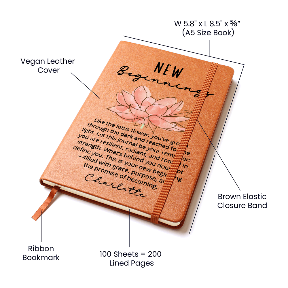 Lotus Flower New Beginnings Custom Journal Meaningful Divorce Break Up Strength Gift New Job Gift for Her Moving Gift, Clean Slate