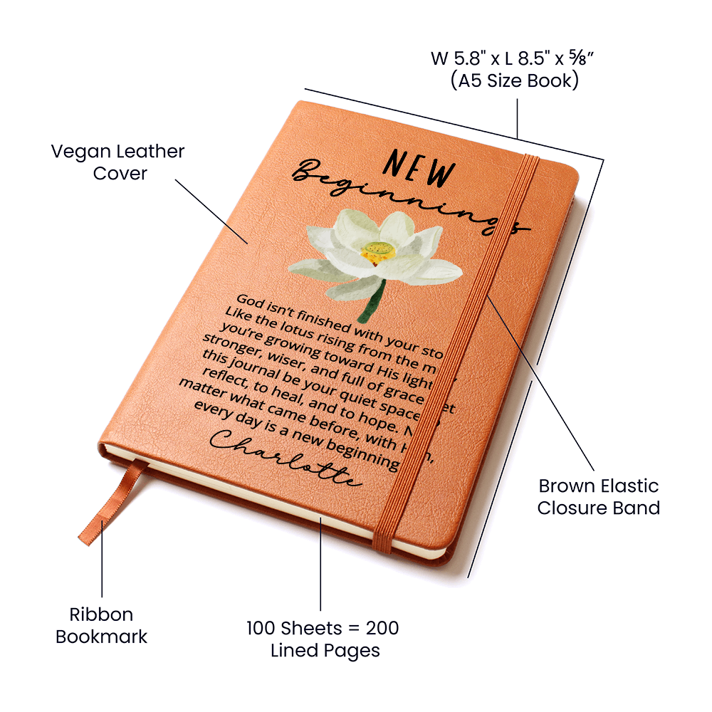 Christian New Beginnings Journal Gift for Her – Faith-Based Lotus Flower Notebook – Encouragement, Divorce, Sobriety, Recovery Gift