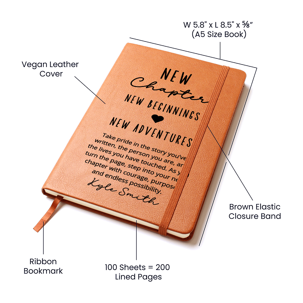 New Chapter Beginnings Gift, Personalized Name Notebook New Job Promotion Leaving work Retirement Gift, Good Luck for Colleague Friend