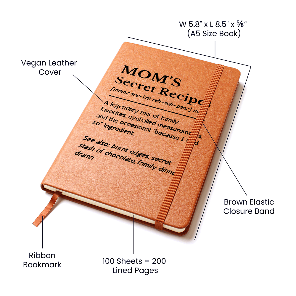 Vegan Leather Funny Recipe Gift for Mom, Blank Personalised Recipe Book, Recipe Organiser, Cooking Journal, Recipe Notebook Wife Gift