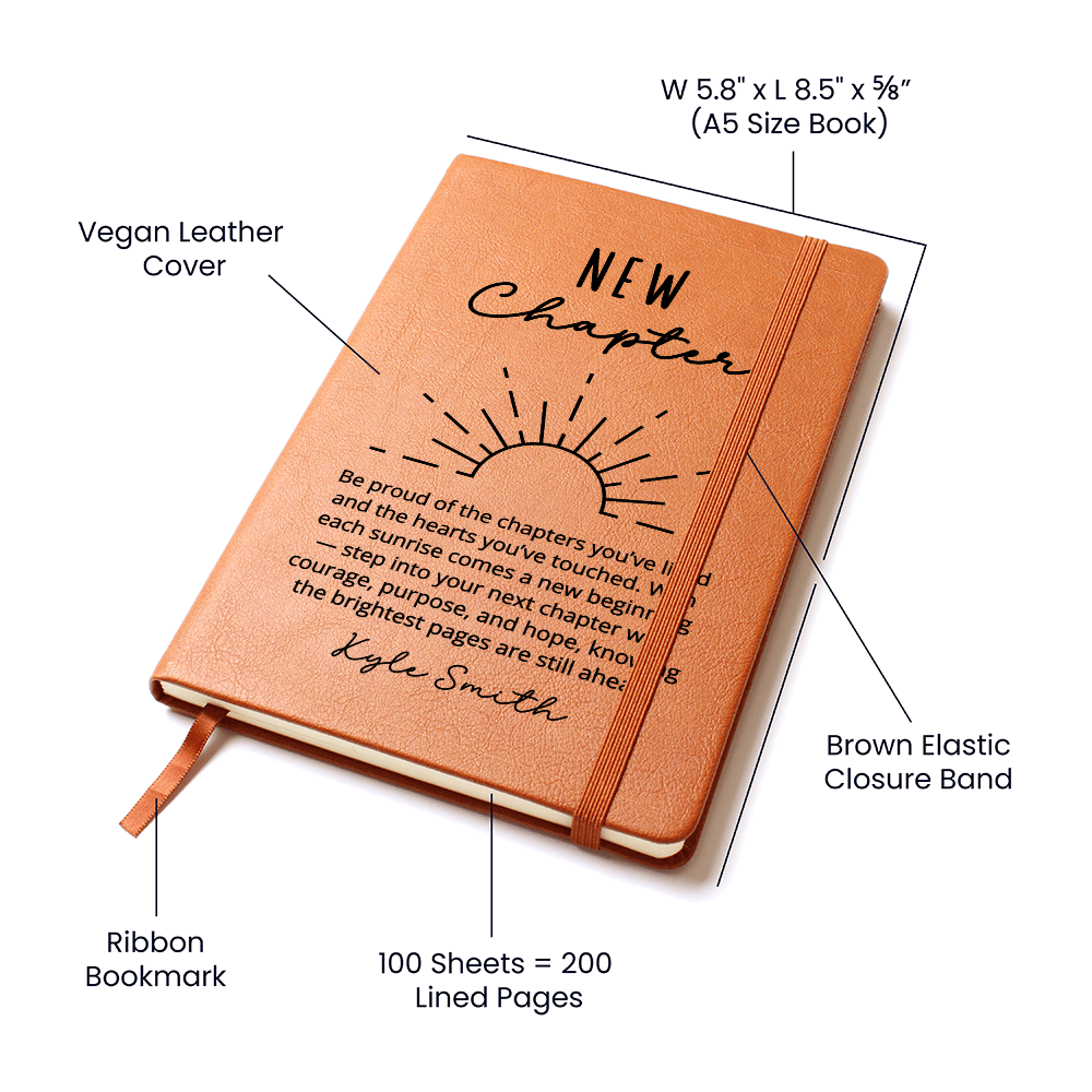 Sunshine Journal, Personalized New Chapter Gift, Encouragement Notebook for Women or Men, Inspirational Birthday or Christmas Present