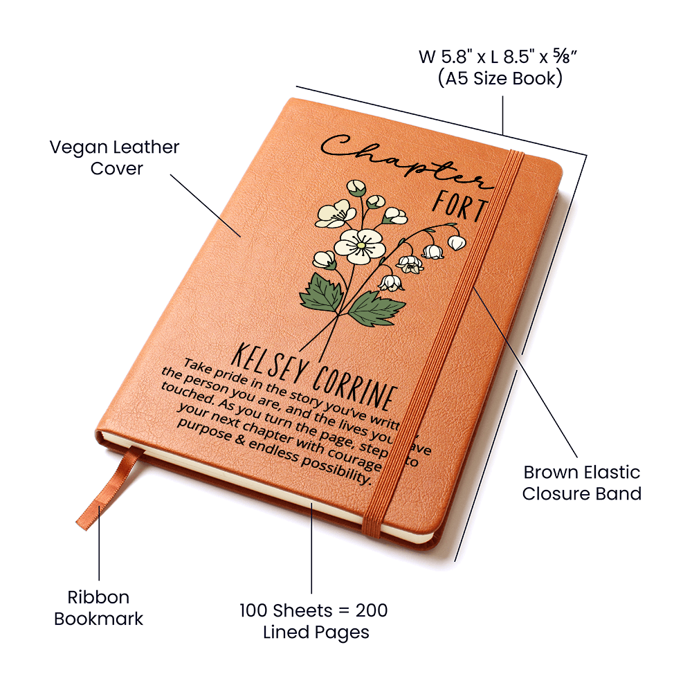 Chapter 40 Personalized Birth Month Flower Journal, 40th Birthday Gift for Her, Custom Floral Name Gift for Daughter Granddaughter