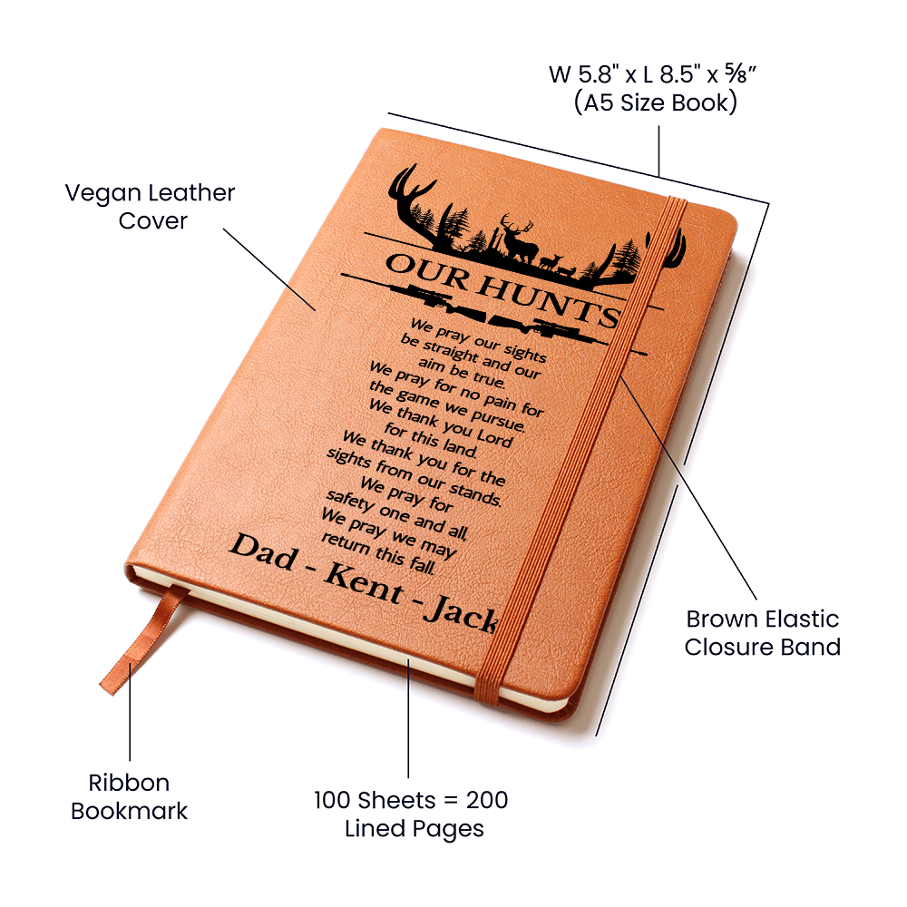 Personalized Family Hunting Journal, Engraved Leatherette Journal for Hunting Notes, Custom Journal For Hunters, Customized Hunting Log
