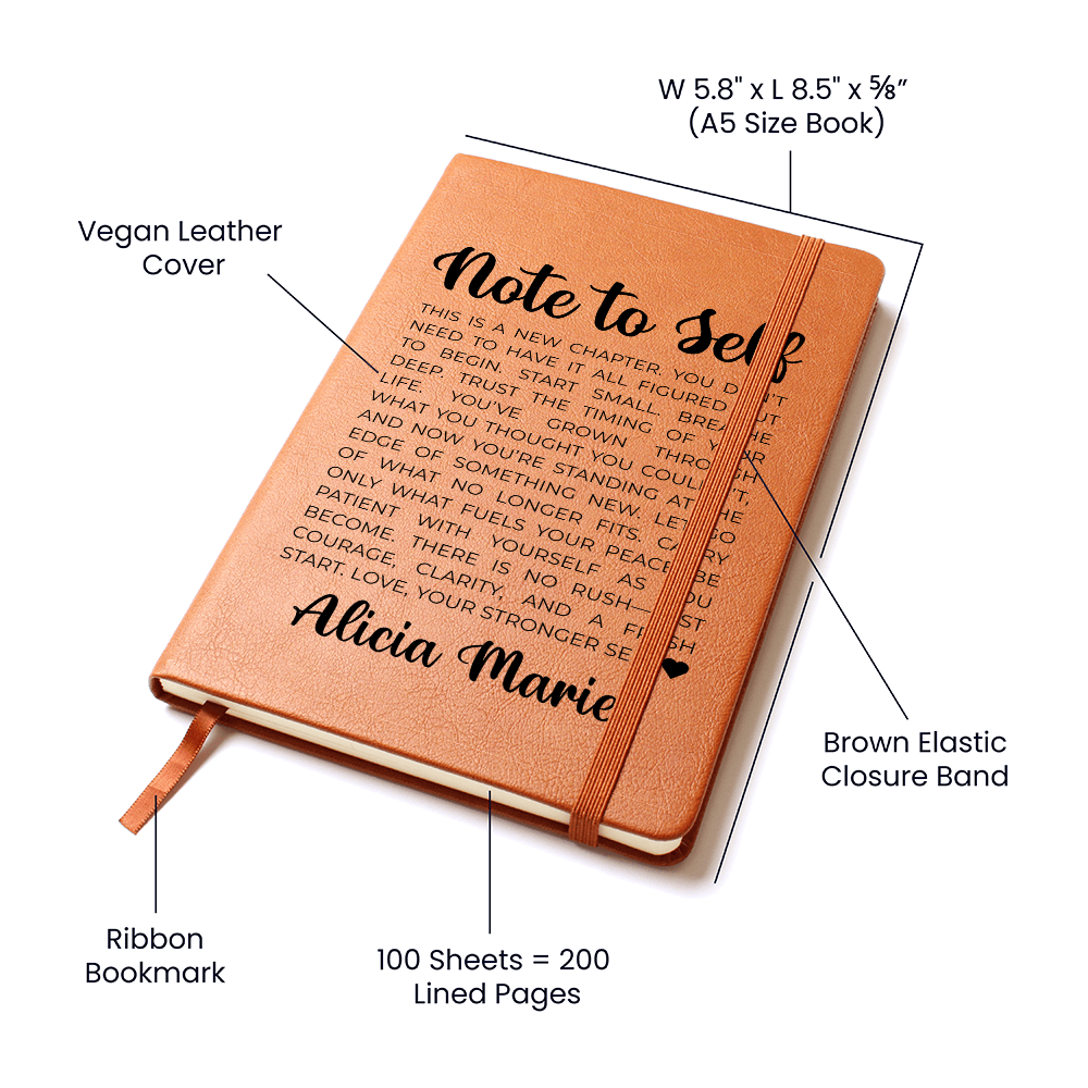 Note to Self Custom Name Journal New Chapter Motivational Mental Health Positive Inspirational Quotes Love yourself Recovery Gift for Her