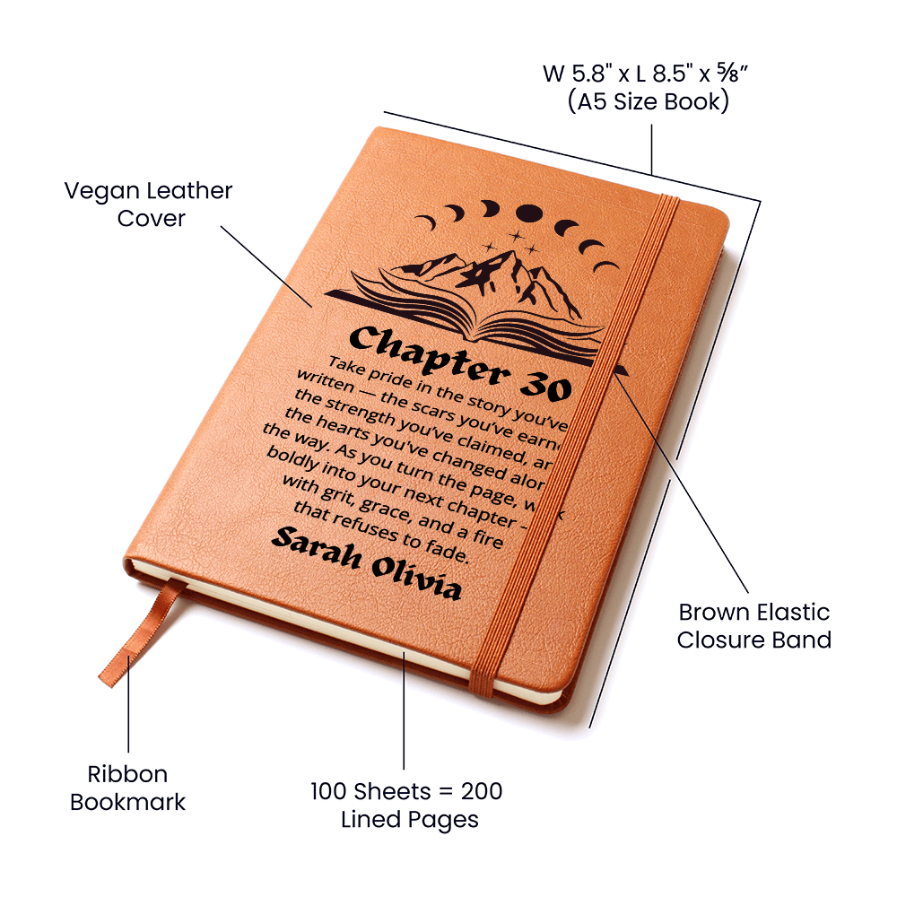 Chapter Thirty Custom Journal, Thirtieth Birthday Gifts, Personalized 30th Birthday Book Lover Gift Bookish Birthday Gift for Her