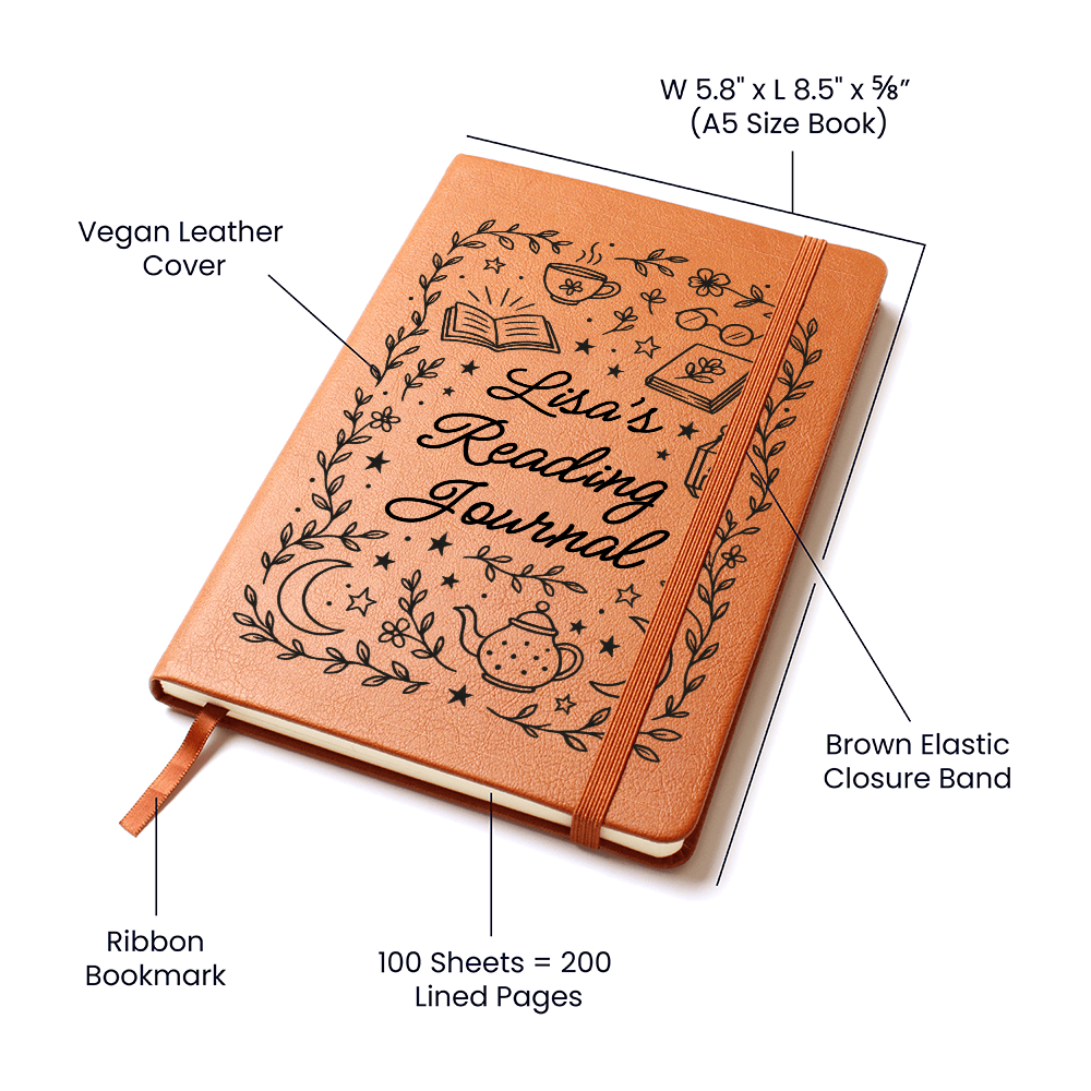 Book Lover Gift – Personalized Reading Journal | BookTok Notebook, Custom Vegan Leather Journal, Cozy Bookish Gift for Her or Teen