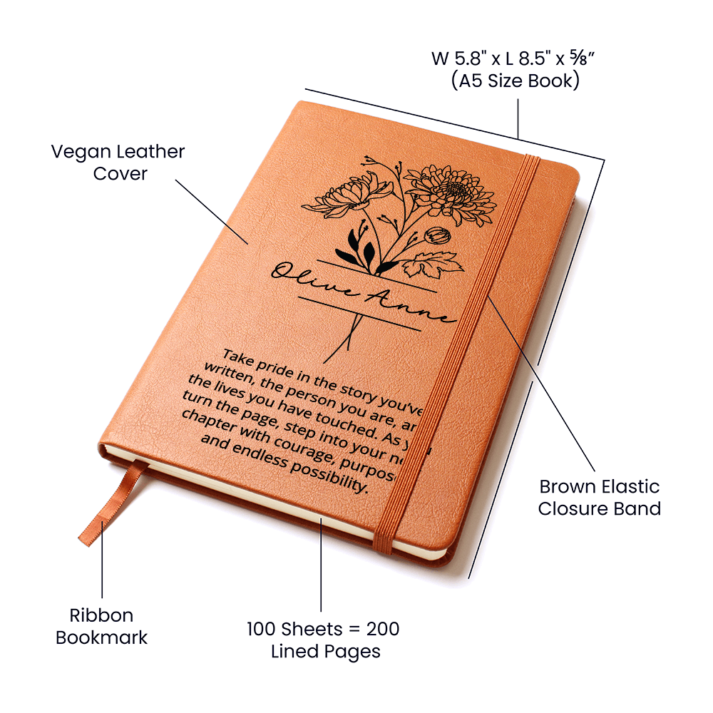 Personalized Birthday Gift for Her Custom Birth Flower and Name Journal | Birthday Guestbook for Milestone