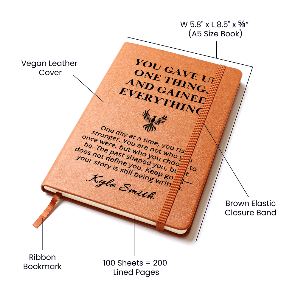 Sobriety Gift Journal with Phoenix | Personalized Vegan Leather Notebook | Recovery Milestone Gift | Inspirational Encouragement Gift