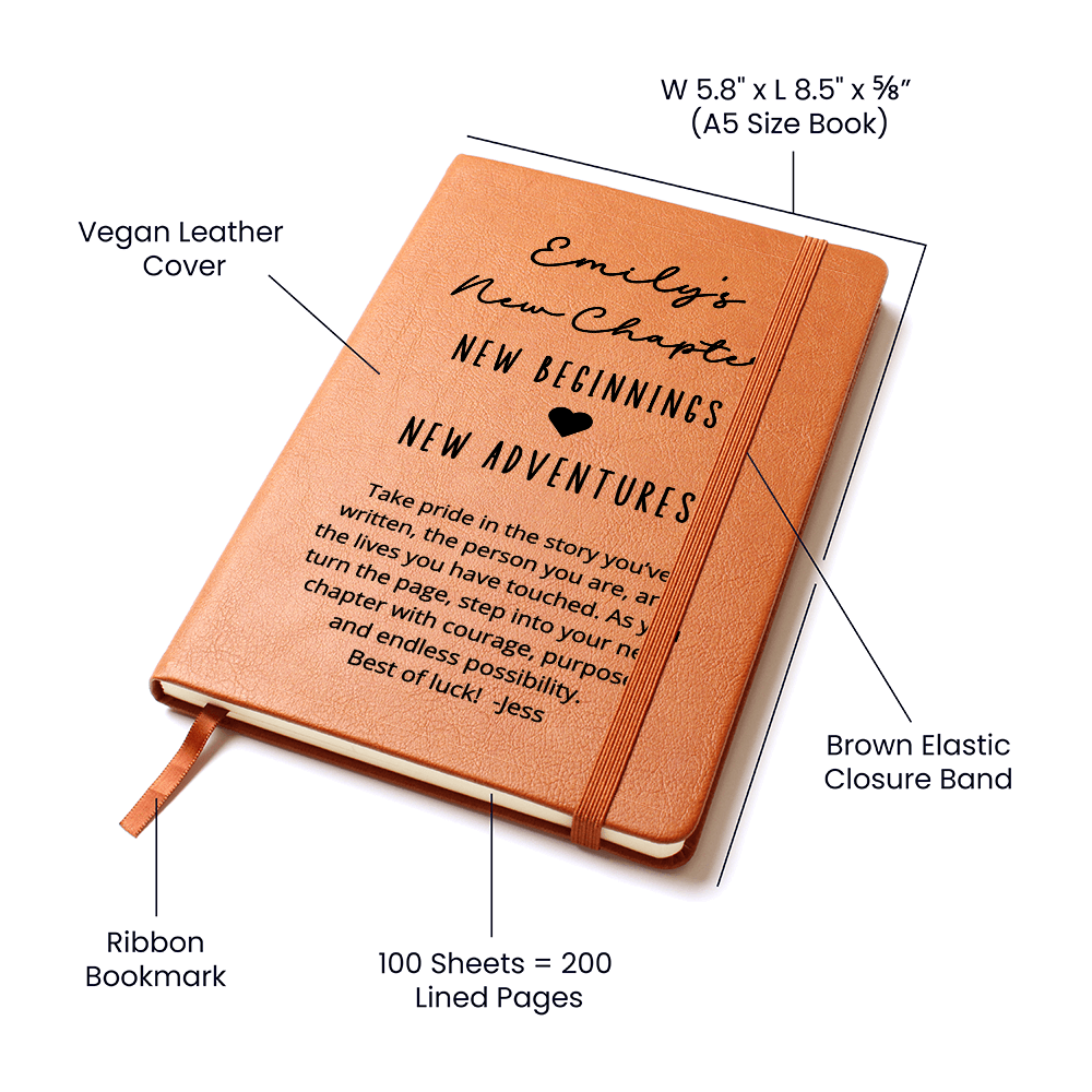 New Chapter Gift, Custom Name Notebook New Job Promotion Leaving Work Retirement Gift Good Luck for Colleague Friend Moving Gifts