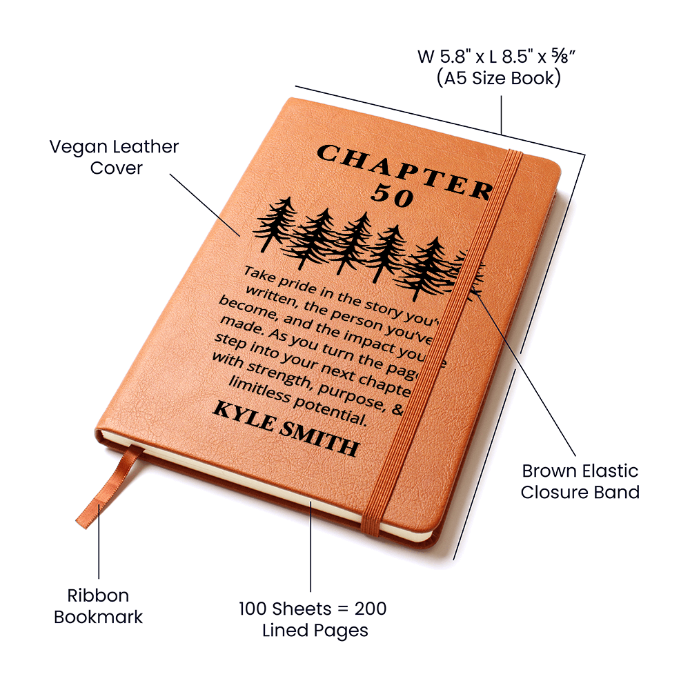 Chapter 50 Birthday Journal – Personalized 50th Birthday Gift for Him or Her – Custom Name Turning 50 Keepsake Notebook