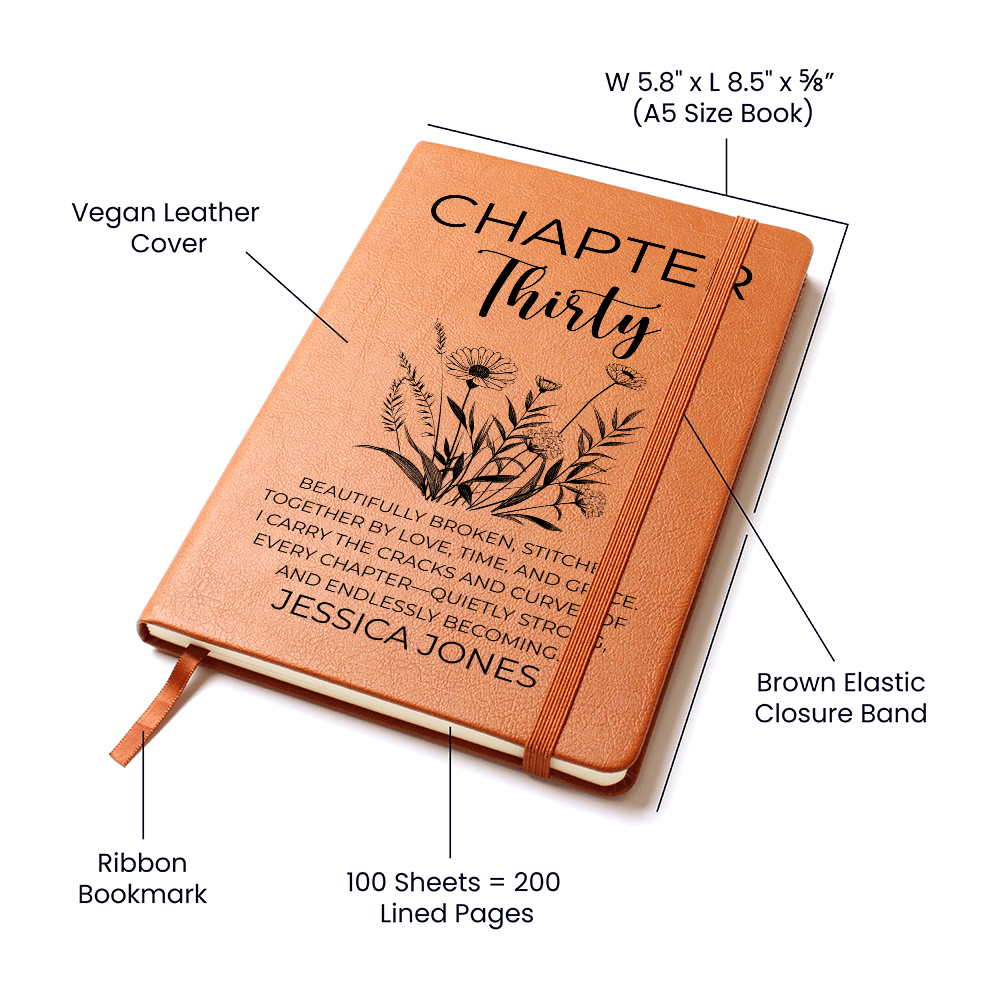 30th Birthday Gift, Chapter 30 Name Journal, 30 Years Old Turning Thirty Notebook 30 Years Old Gift for Her or Him Friend Daughter Sister