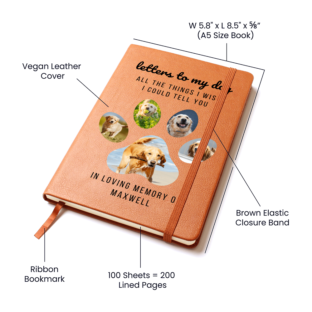 Letters to My Dog Personalized Journal- Dog Memorial Gift Custom Book- Loss of Dog Gifts- In Memory of Dog Sympathy Present- Dog In Heaven