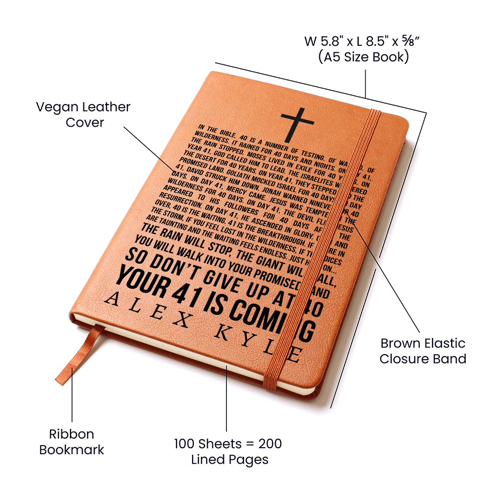 Personalized Bible Verse Journal  41 is Coming Custom Name Encouragement Gift  - Scripture Notebook - 40 Days and Nights - God's Promises - Christian Gifts