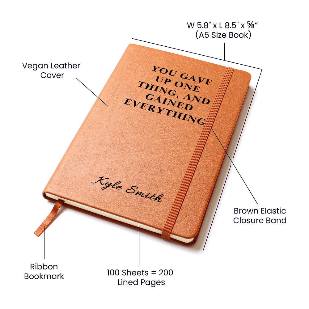 Sobriety Gift Journal | Personalized Vegan Leather Notebook | Recovery Milestone Gift | Addiction Recovery Keepsake | Custom Name Journa