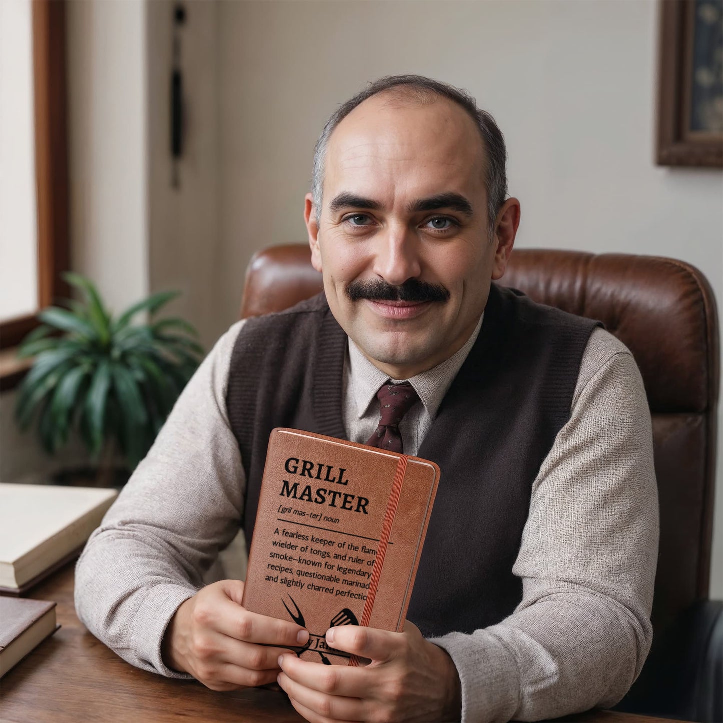 Custom Grill Master BBQ Recipe Book | Personalized Name Secret Recipes Journal, Funny Cookbook Gift for Dad, Grandpa, or Friend