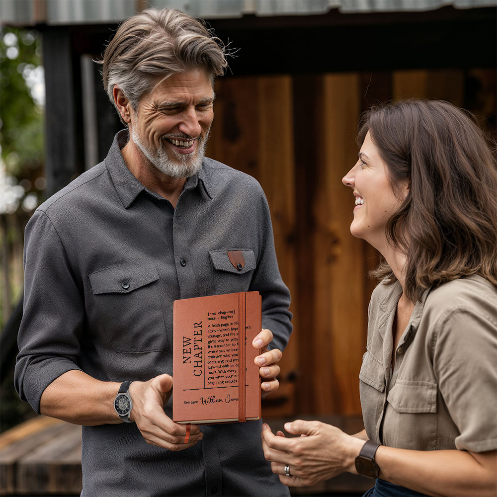 New Chapter Personalized Journal • Vegan Leather Notebook • Graduation Gift • Retirement Gift • New Beginning Gift for Her or Him