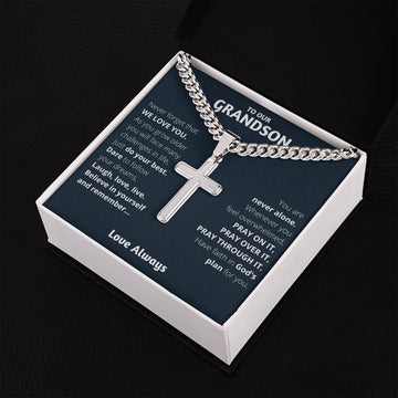 Personalized Grandson Gift from Grandma and Grandpa, Waterproof Cross