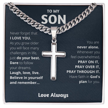 To My Son from Mom Waterproof Cross Chain