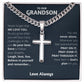 Personalized Grandson Gift from Grandma and Grandpa, Waterproof Cross