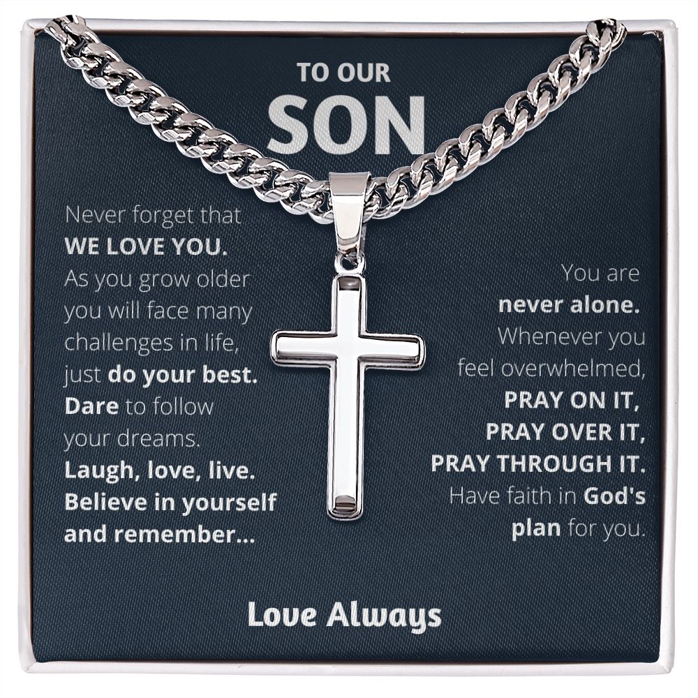 Personalized Son Gift from Parents, Waterproof Cross