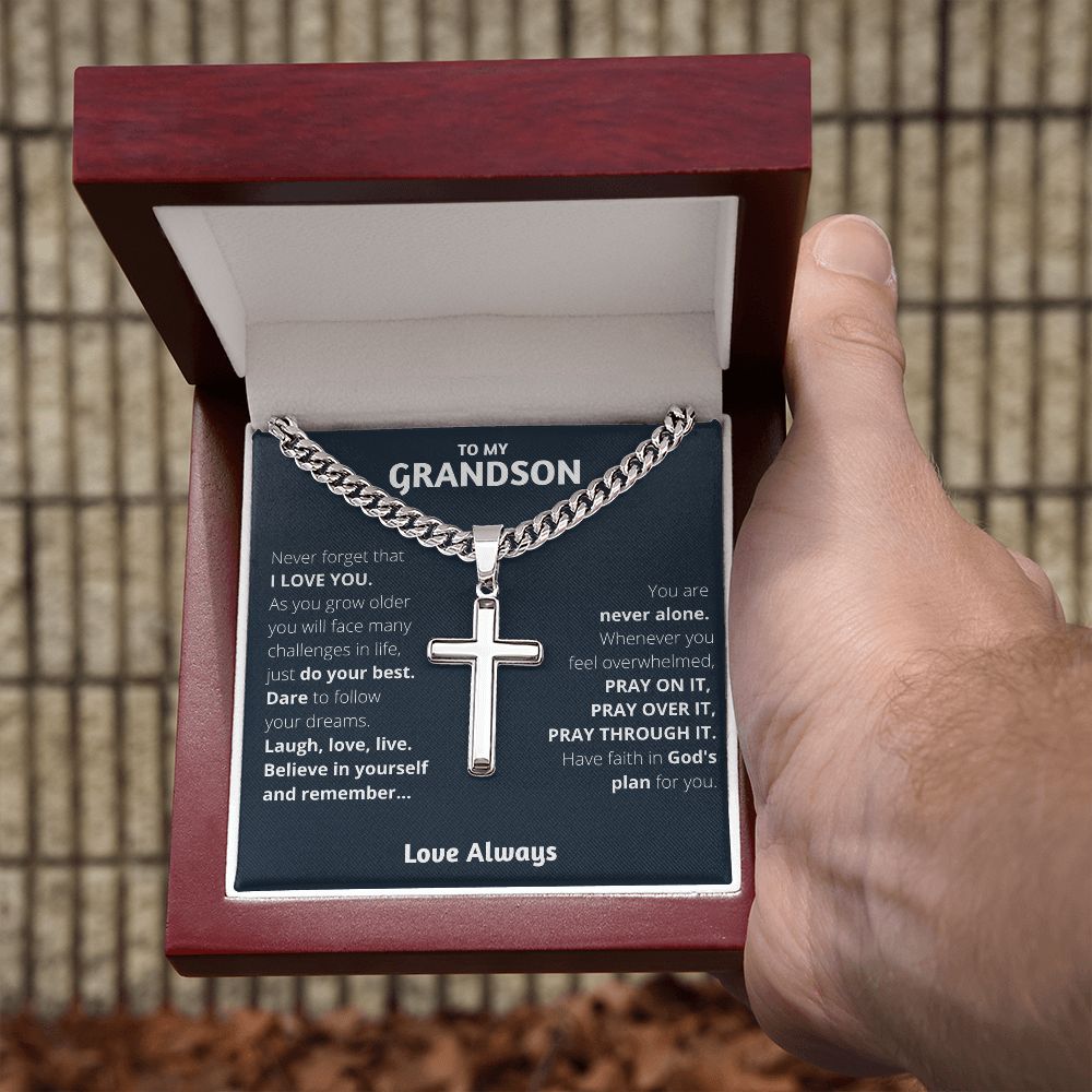 Personalized Grandson Gift from Grandma, From Grandpa, Waterproof Cross