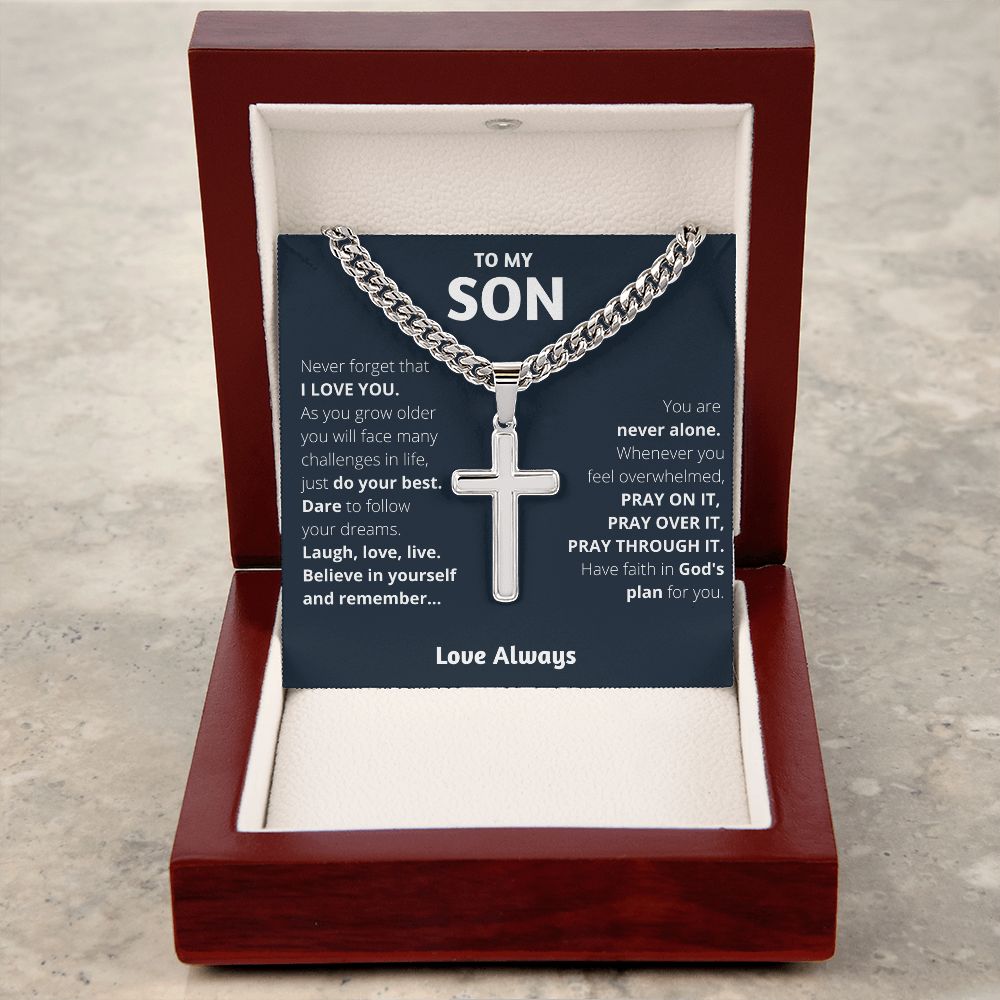 To My Son from Mom Waterproof Cross Chain