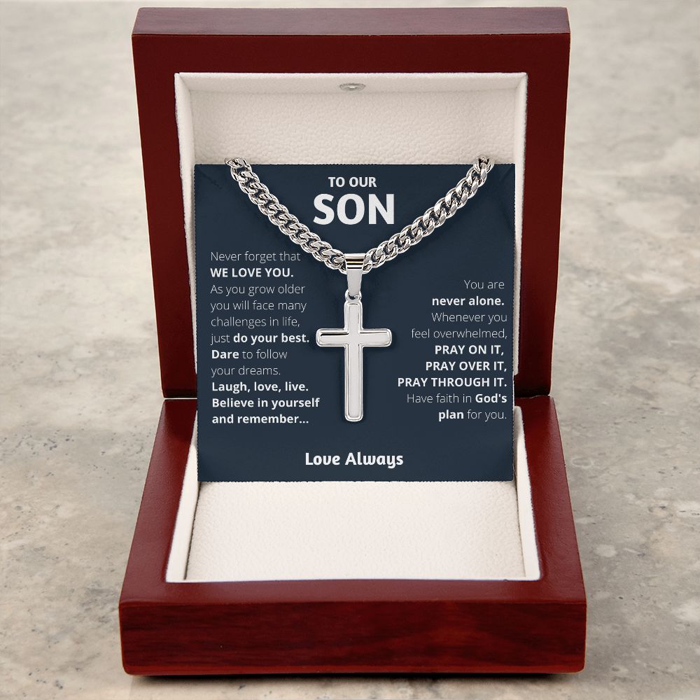 Personalized Son Gift from Parents, Waterproof Cross